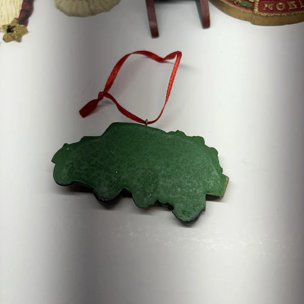 Lot Of  10  Vintage Christmas‎ Ornaments Wooden Noel Sled Santa Clay Ceramic